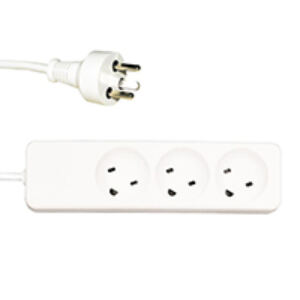 Plast Power Strip,3-way K-IT outlet,white - 1,0 m. Power Cord - K-IT plug