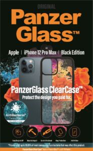 PanzerGlass ClearCase - Black Edition - bagsidecover til mobiltelefon - hærdet glas, termoplastisk polyuretan (TPU) - sort, klar - for Apple iPhone 12 Pro Max
