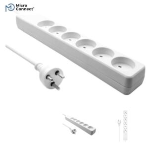 danish edb power strip 6-way white 3m cable